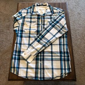 Guess Men’s Plaid Long Sleeve Button-Down Shirt
